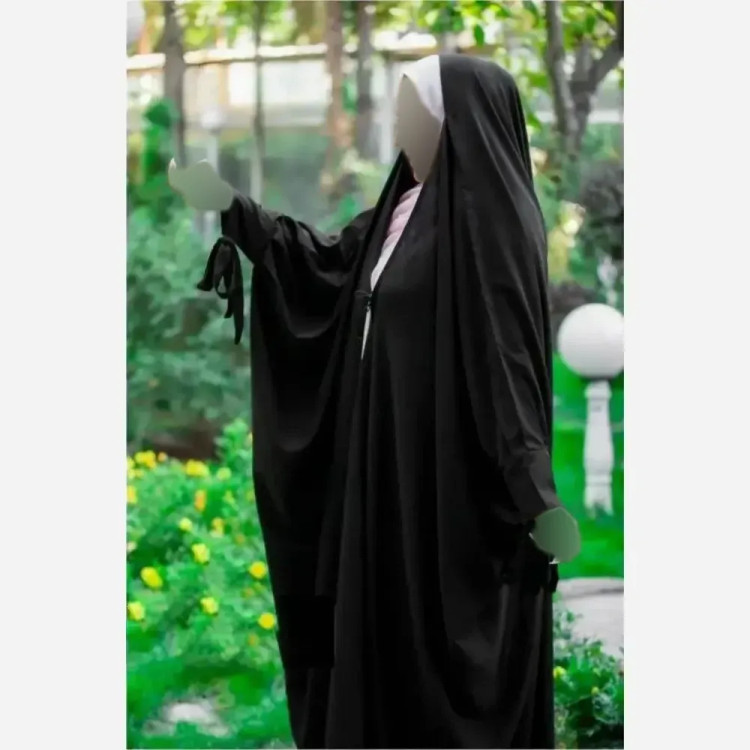 چادر جده پاپیونی مشکی جنس کن کن ندا مروارید سایز 150 تا 170