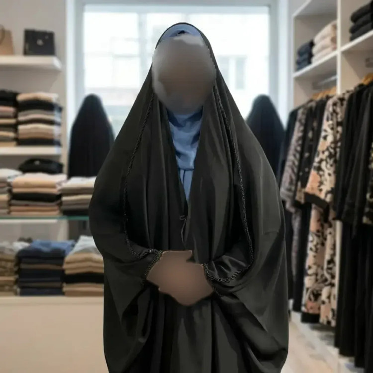 چادر جده منجوق دولاین مشکی جنس کن کن ندا مروارید