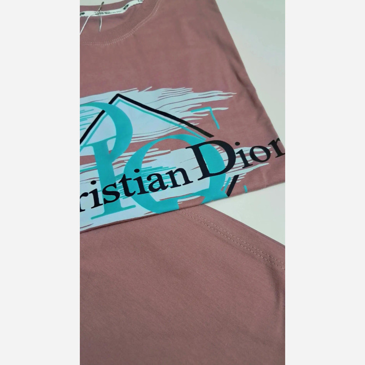 ست تیشرت پنبه یک رو لاکرا و شلوارک دورس پسرانه طرح dior سایز 65 و 70