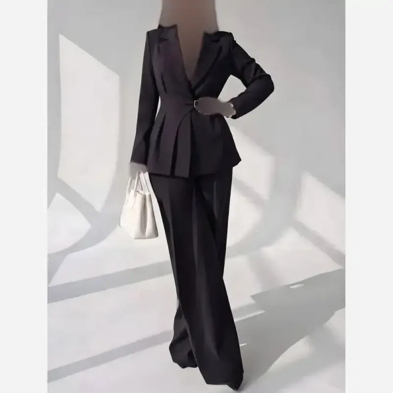 کت شلوار سگک دار پینترستی کرپ مازراتی زنانه