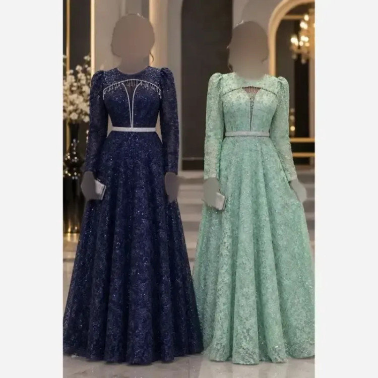 لباس مجلسی زنانه مدل ساچیل جنس شاین قد 150