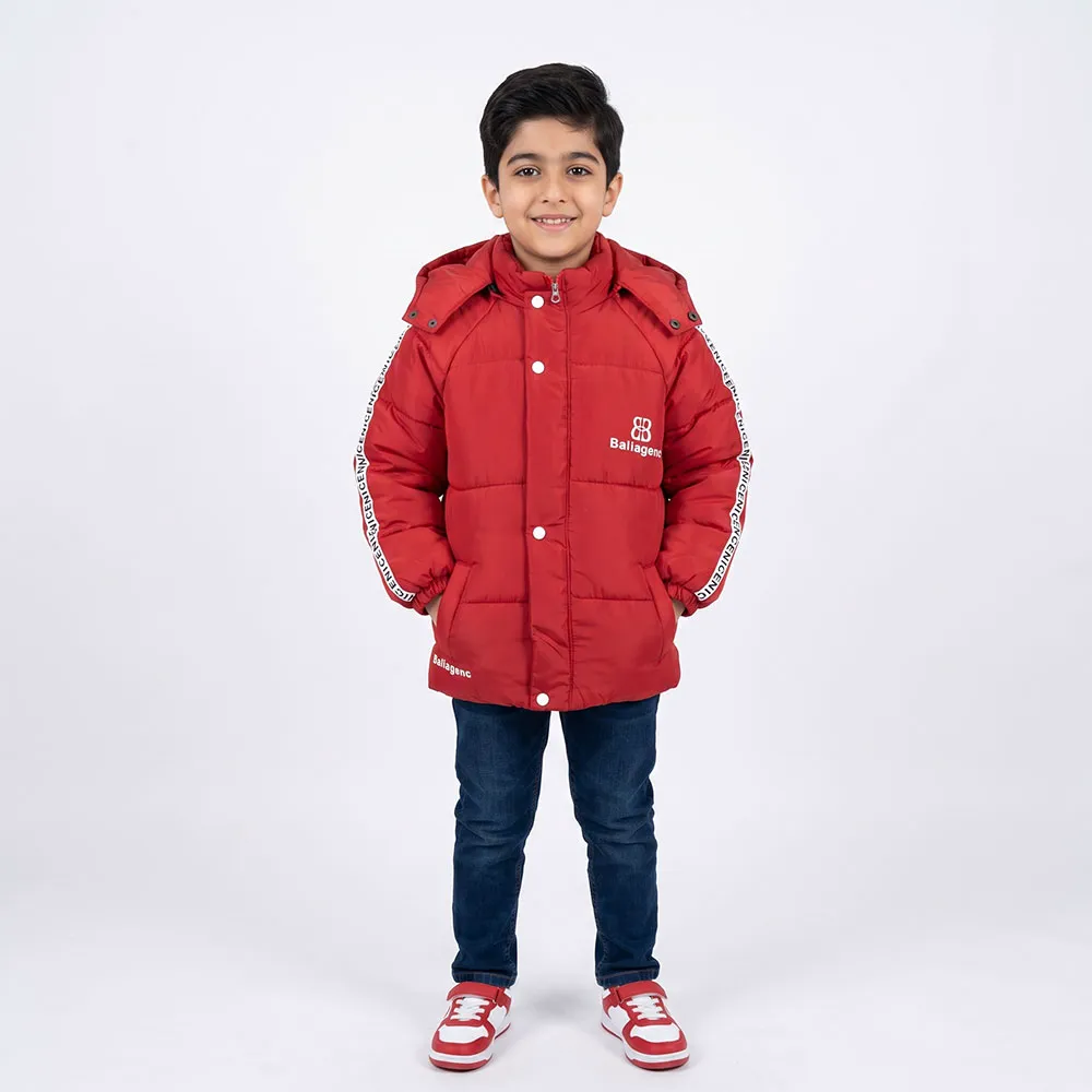 کاپشن پسرانه بالینسیاگا قرمز شمعی خزدار