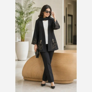 مانتو زنانه گلدوزی کرپ مازراتی مدل آلند