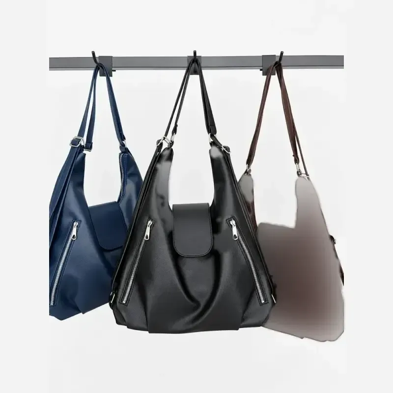 کیف دو کاره دوشی و کوله پشتی مشکی سورمه ای شکلاتی سایز 38 در 30 متریال وارداتی